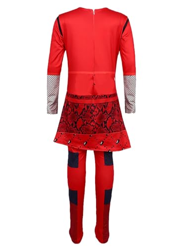 Disfraz princesa rojo para niñas 6-7 años con peluca miniatura 3