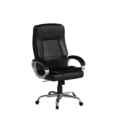 Image of FUGO FG13B Ergonomic Office Chair with Adjustable Height Cushioned Back Seat Tilting Mechanism HeavyDuty Metal Base Dual Nylon Casters Ideal for Work Gaming Study 3Year Warranty (Black)