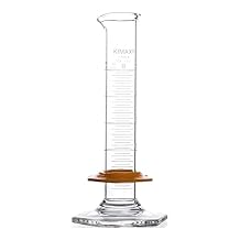 Kimble Chase KIMAX 20022-25 Borosilicate Glass Class B Cylinder with Pour Spout, Calibrated to Contain, with Bumper, 25mL Capacity