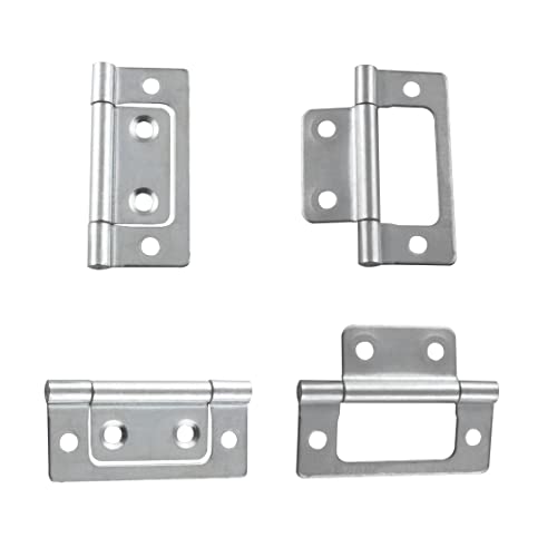 Jianling 4Pcs Non-Mortise Door Hinges Silver Tone Bifold Butt Cabinet Hinges 51X25X1.2Mm With Screws For Doors, Cabinets, Jewelry Boxes, Toolboxes, Wooden Bxes #TOP1