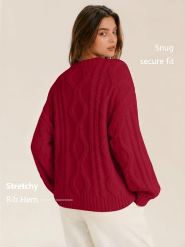 Image of Trendy Queen Women's Oversized Cable Knit Sweaters 2026 Fall Outfits | Quiet Luxury Style, Chunky Knit Texture, Winter Holiday Outfit, Easy Layering Piece, Fall Fashion Staple