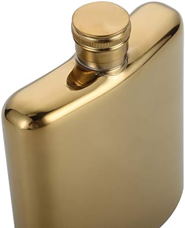 HIDORAN 6oz Gold Pocket Hip Flask with Funnel All 18/8 304 Food Grade Stainless Steel Pocket Container for Drinking Thickening Hip Flasks for Liquor for Men
