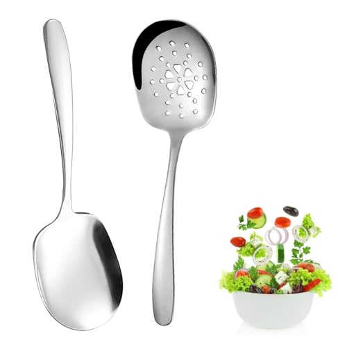 2 Pezzi Cucchiaio da Servizio 25,2 x 7,2 cm in Acciaio Inossidabile con Manico Lungo per Banchetti, Catering, Buffet, Ristoranti