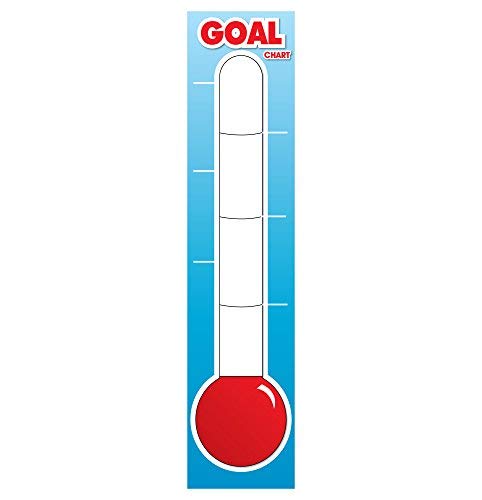 Fundraising Thermometer - Dry Erase Goal Board - 48 x 11 inch Goal Thermometer - Reusable Vinyl Thermometer Chart - Goal Chart for Fundraising, Charity Donation, Goal Setting Thermometer Chart