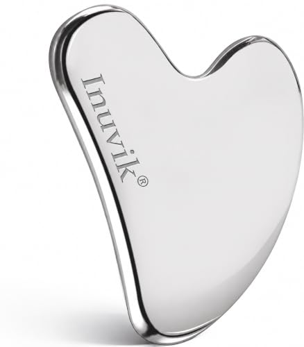 Image of Inuvik Premium Stainless Steel Gua Sha,Metal Gua Sha Facial Tool. Firm Face Muscles, Reduce Puffiness, Facial Tension, Helps Lymphatic Drainage. GuaSha Beauty Tool for Body Neck Eyes (Heart Shape) (SS GUA SHA 75 GRM)