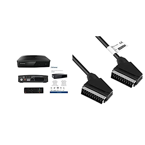 STRONG SRT 8209 Décodeur TNT Full HD DVB-T2, Récepteur HEVC avec Fonction enregistreur Noir & mumbi 07480 - câble péritel Prise péritel 21 Broches à mâle 21 Broches, 1,40 m