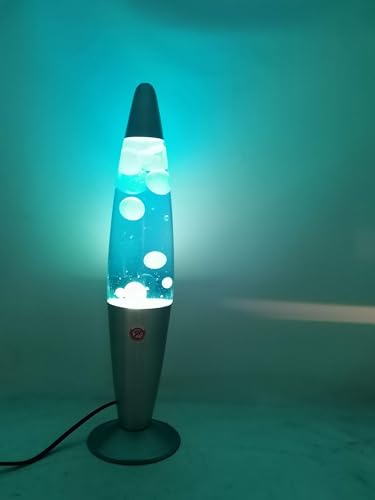 DWD 16 Inch Lamp for Relaxation Peace Motion Rocket Novelty Desk Lamp Retro Nostalgia Relaxing Mood Light Decorative Illumination Aluminium Base Smooth Slow Motion Wax (Green Liquid Blue Wax)