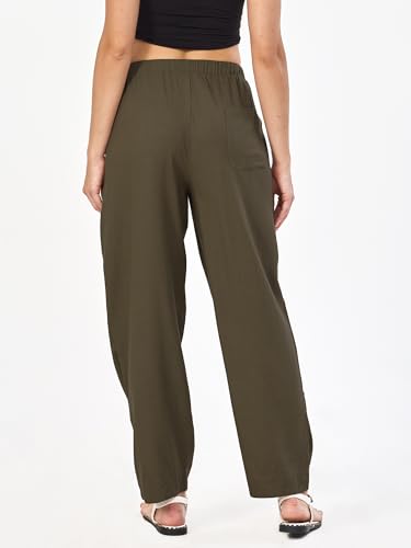 Women's Linen Blend Baggy Harem Pants Summer Beach Drawstring Casual Lounge Pant4