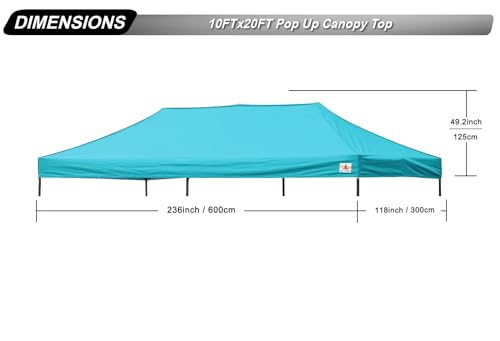 Image of ABCCANOPY Replacement Canopy Top for Pop Up Canopy Tent 10x20 Turquoise