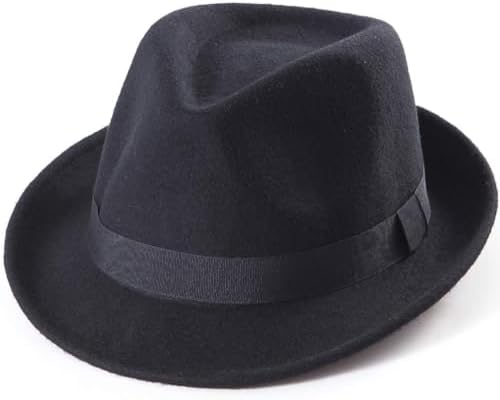 LADYBRO Straw Trilby Fedora Hat for Men 1920s Short Brim Wool Fel...