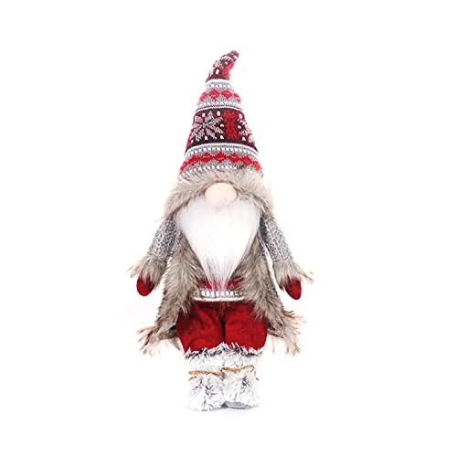 Ornamento de gnomo de Navidad 1 Pack, DIY Muñeca sin rostro Dwarf Doll para árbol de Navidad, gran bigote de nariz blanca con batería LED sin rostro Figura de felpa enana sin rostro Un 1 paquete Cover