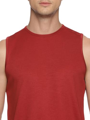 Image of DOMIN8 Men's 100% Spun Polyester Sleeveless Basketball Sports Gym Tank top| Breathable Moisture Wicking Anti Odor Sleeveless t Shirt for Men| Running Workout| Fashion Vest Red