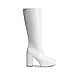 DREAM PAIRS Women's Platform Knee High Boots Chunky Block Heel Side Zipper Cute Gogo Boots,Size 8,WHITE-PAT,SDKB2418W