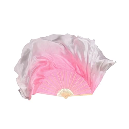 Grand éventail de danse orientale 86 cm en bambou voile dégradé peint main 2 pièces main droite