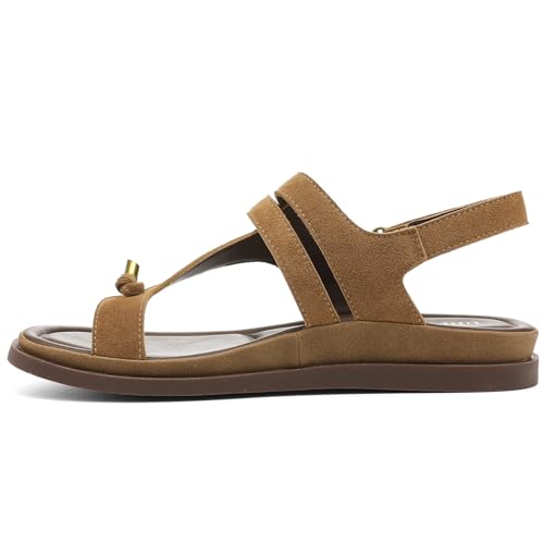 Image of UBFEN Womens Thong Sandals with Toe Loop Heel Strap for Beach | Dressy Casual Flat Flip Flops with Back Strap, Cushioned Footbed for Comfortable Summer Walking