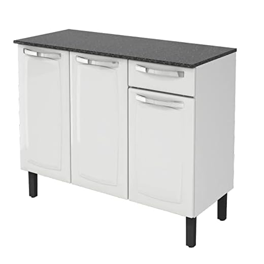 Balcão de Cozinha Itatiaia Aço 3 Portas 1 Gaveta Com Tampo Rose Branco Neve