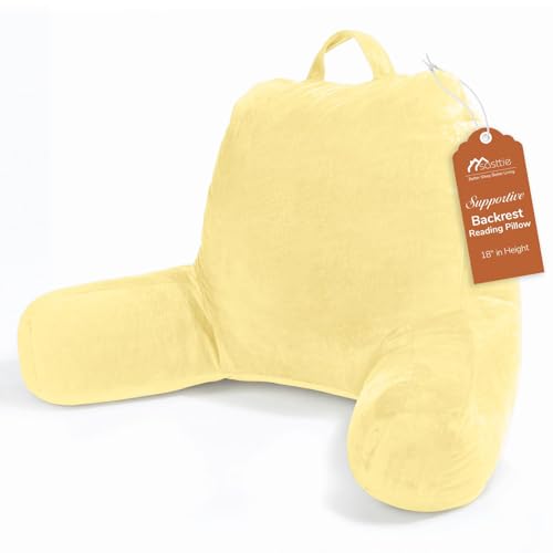 Image of Sasttie Reading Pillow for Bed, Back Pillow for Sitting Up, Light Yellow