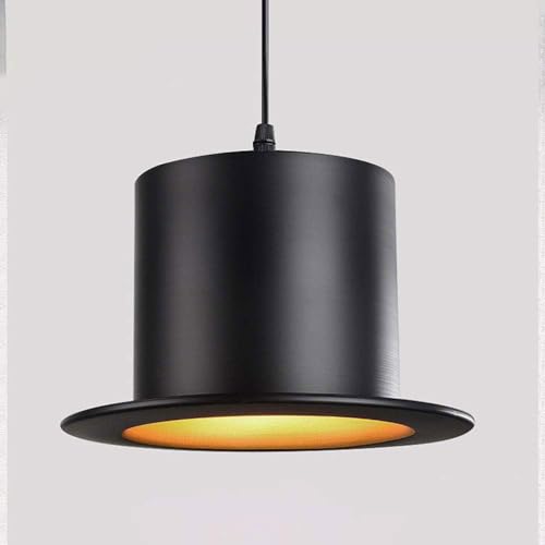 Lámpara colgante con sombrero de bombín británico, lámpara colgante con sombrero de jazz, candelabros de restaurante con cúpula plana, decoración creativa para bar y cafetería, accesorio de iluminació