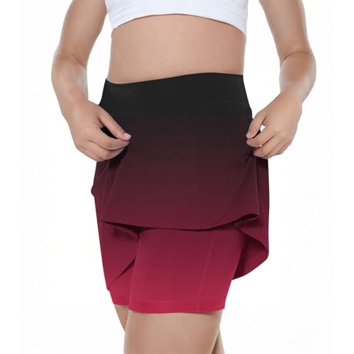 Girls Gradient Tennis Skirts with Shorts, Casual High Waisted Mini Flare Skater Skirt A-Line Skorts for 2-14 Years3