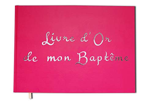 Libro de firmas para bautizo, formato A4u00a0apaisado, portada mate, letras cromadas, 100u00a0páginas, color Rose macaron