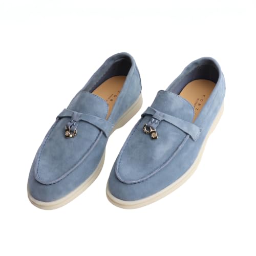 Image of Women's Summer Charms Suede Loafers - Premium Sheepskin Unlined Upper,Classic or Styles with Metal Detail for Casual, Office, Travel & All Day Wear