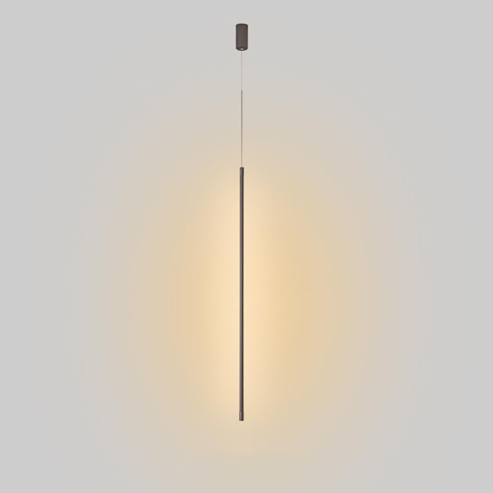 Lámpara colgante lineal ultrafina con tubo negro de aluminio y luz LED de 3000K