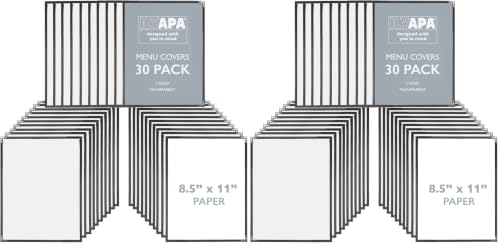 Image of Ilyapa 60 Pack of Restaurant Menu Covers 8.5 x 11 - Single Page Cover, 2 View Sleeves - Restaurant Plastic Menu Holder - Fits 8.5 x 11 Inch Paper