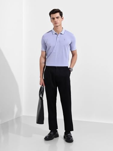 Image of The Indian Garage Co Men Regular Fit Textured Polo Neck Half Sleeves Tshirt