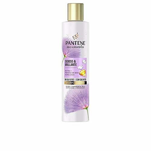Pantene Pro-V Miracles Champú Sin Sulfatos Sedoso & Brillante, Con Biotina + Proteína De Seda Hidrolizada Para Pelos Excesivamente Perjudicados, Dañados Y Con Mechas, 225ml
