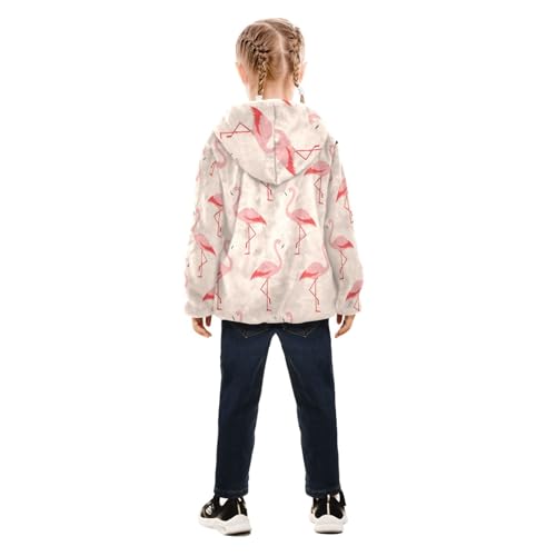 OTVEE Cute Pink Flamingos Birds Kids Hoodie Jacket Fall Spring Full Zip Warm Outwear Coat4