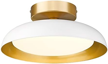kudos Flush Mount Ceiling Light, 12-inch LED Ceiling Light Fixture, White and Gold Finish, 12W 1200lm Light Fixtures Ceiling Mount for Bedroom, Hallway, 3CCT Adjustable, KDCL01-WT