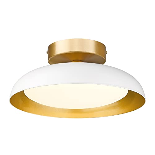 kudos Flush Mount Ceiling Light, 12-inch LED Ceiling Light Fixture, White and Gold Finish, 12W 1200lm Light Fixtures Flush Mount for Bedroom, Hallway, 3CCT Adjustable, KDCL01-WT