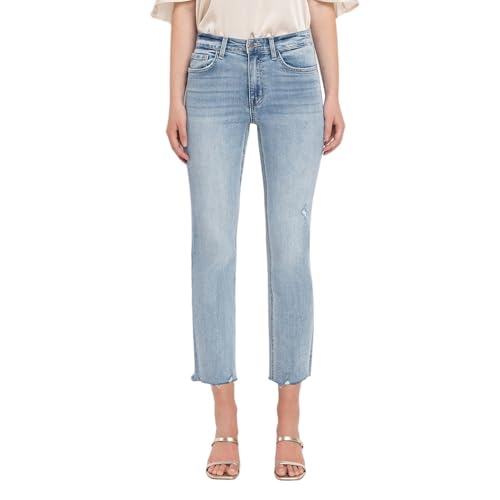 Flying Monkey High Rise Crop Straight Jeans Light Blue