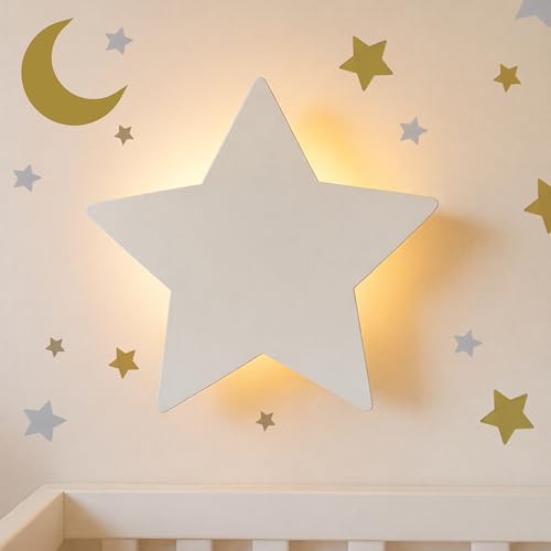 Image of KALEOLI Star Night Light for Nursery - Dimmable & Rechageable Kids Wall Light - 106 Pcs Moon and Stars Wall Decals Set - 90 Min Timer for Bedtime Routines
