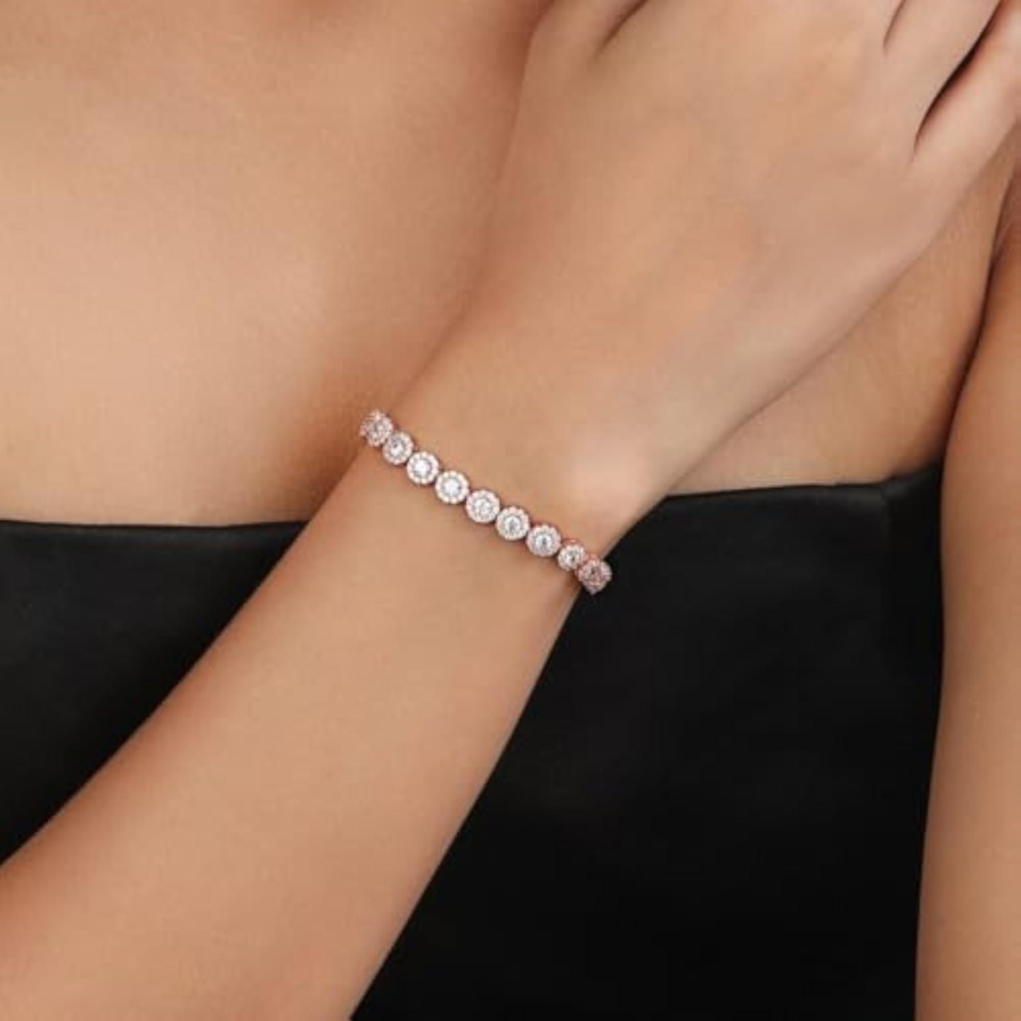 Women's Sparkling Rose Gold Plated 925 Silver Bracelet