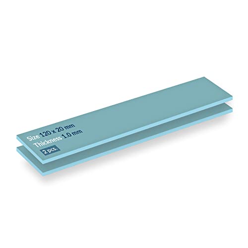 Arctic Thermal Pad 120 x 20 x 1.0 mm (Pack of 2) - Thermal Compound for All Coolers, Efficient Thermal Conductivity Gap Filler, Non-Stick, Safe Handling, Easy to Apply - Blue
