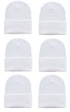 OPT Brand. Wholesale 6 PCS Unisex Knit Long Cuff Ski Solid Plain Beanie Cap
