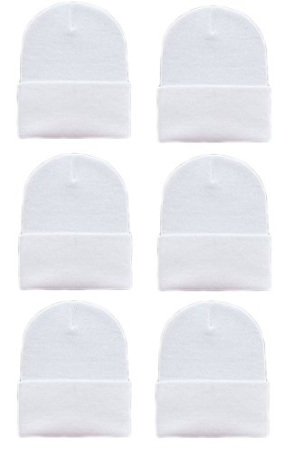 OPT Brand. Wholesale 6 PCS Unisex Knit Long Cuff Ski Solid Plain Beanie Cap
