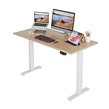 SKY-TOUCH Electric Standing Desk Height Adjustable 120 x 60cm, Sit - Stand Desk with Smart Control Panel 2 Memory Heights for Home Office, Top 2 Pieces Desk Board