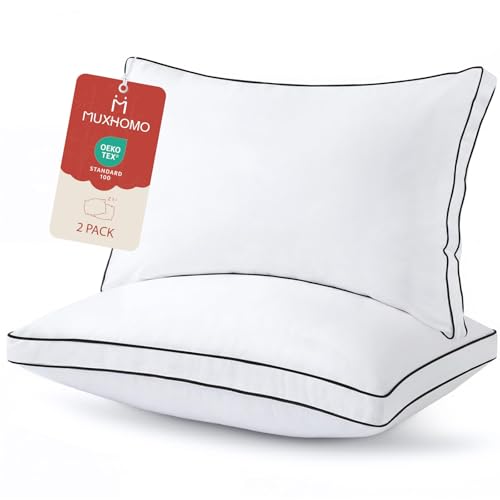 MUXHOMO Bed Pillows King Size Set of 2, Gusseted Sleeping Pillows for Side, Back, and Stomach...