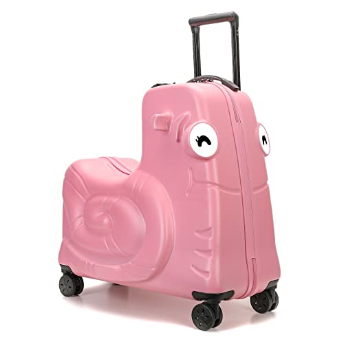 SEA PUNK Kids Luggage, Kids Ride-on Luggage with Spinner Wheels Suitcase, Kid's Ride-On Suitcase Help Your Child Relax, Carry On Trolley Luggage with Password Lock, 22