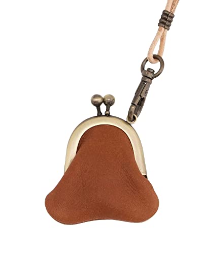 Kanmi. カンミ フカフカ マメがま口 ネックレス 本革 ミニがま口 マルチメディアケース プレゼントにお勧め レディース 小さい ガマグチ 小銭入れ コインケース お賽銭 日本製 かわいい レザー ネックストラップ ピルケース 敬老の日 (N22-87) (ミルクチョコ)