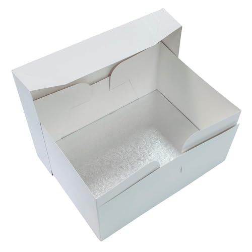 Culpitt 16 x 12 Cake Board & White Cake Box Combo Oblong Silver Fern Cake Drum With Matching Box 0.5 (13mm) Thick Rectangular Cake Transport 406 x 304mm - Single Pack