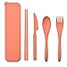Podróżny zestaw sztućców z etui, zestaw sztućców z tworzywa sztucznego wielokrotnego użytku łyżka nóż widelec pałeczki zastawa stołowa, przenośny zestaw przyborów kempingowych na piknik, pracę, lunch (3)
