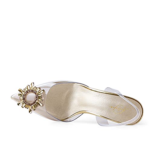 anteikira Women's Fashion High Heels Slip On Slingback Sexy Shoes Strange Heel Sun Knot Pointed Closed Toe Transparent PVC Dress Wedding Sandals2