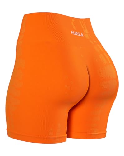 Image of AUROLA Serpent Seamless Scrunch Workout Shorts for Women,Tummy Control Squat Proof Ribbed Thick Active Gym Short