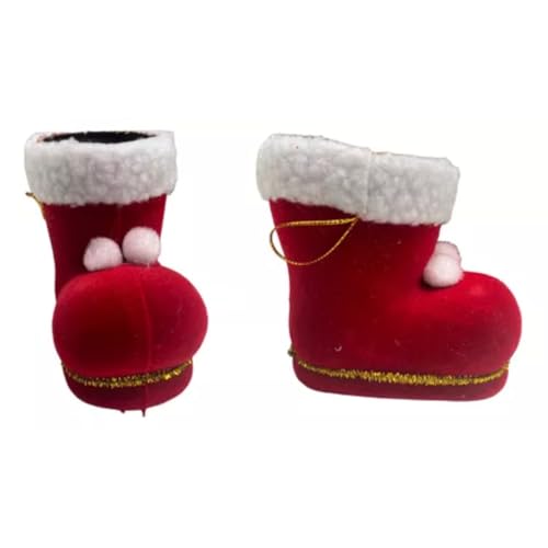 Bota Do Papai Noel Vermelha Em Veludo Fofinha De Pendurar