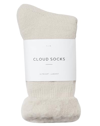 Sweet Dreams Plush Fuzzy Cloud Socks - Super Soft Warm Cozy Sleep Socks for Women & Men Lounging & Cold Weather - Stone 1 Pair
