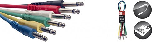 Stagg SPC030 E 30 cm 1x Jack Patch Cable - Multi- Colour (Pack of 6)