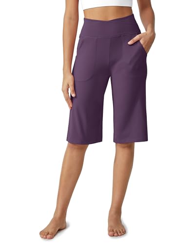 Image of G4Free Capri Pants for Women 14 inch Knee Length Wide Leg Yoga Capris Dressy Casual Summer Crop Pants with Pockets